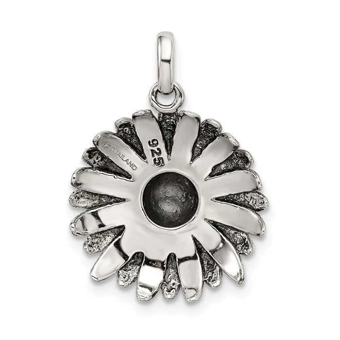 Million Charms 925 Sterling Silver Antiqued Sunflower Pendant