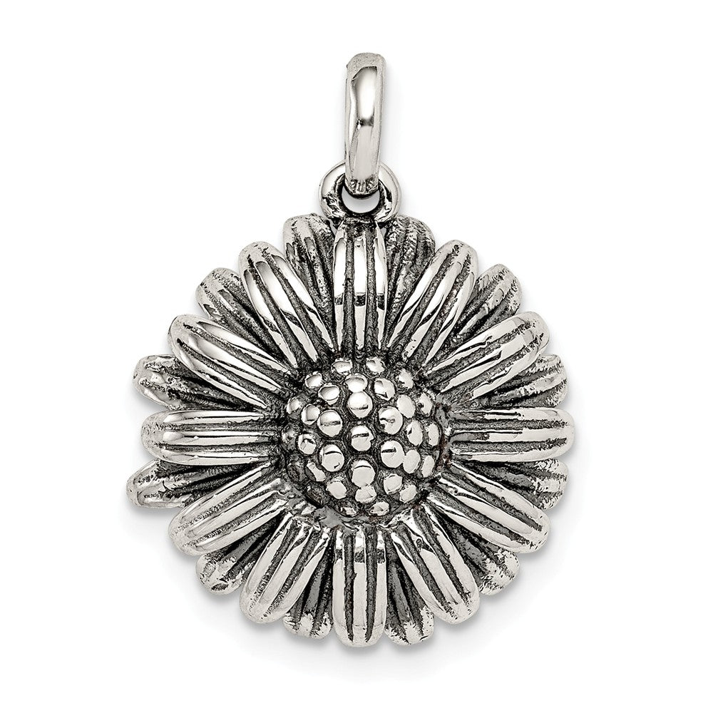 Million Charms 925 Sterling Silver Antiqued Sunflower Pendant