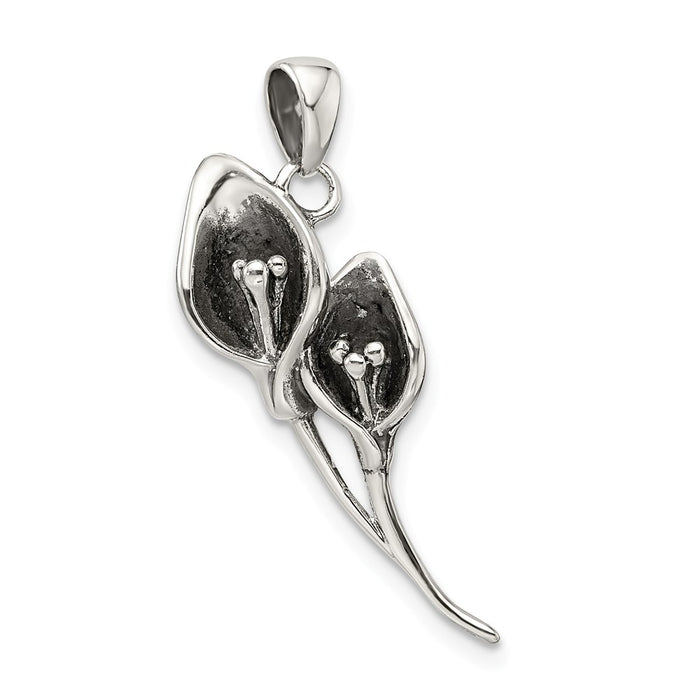 Million Charms 925 Sterling Silver Antiqued Calla Lily Pendant