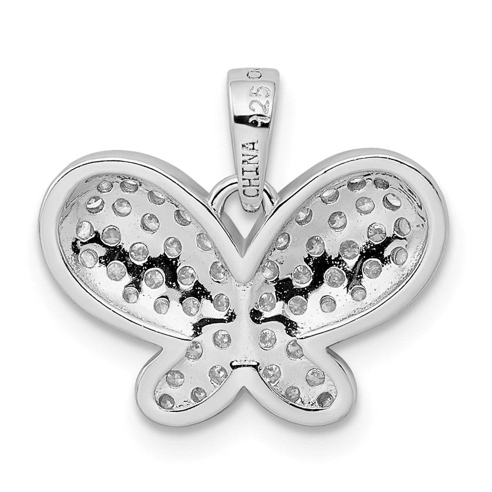 Million Charms 925 Sterling Silver Rhodium-plated Plated (Cubic Zirconia) CZ Butterfly Pendant