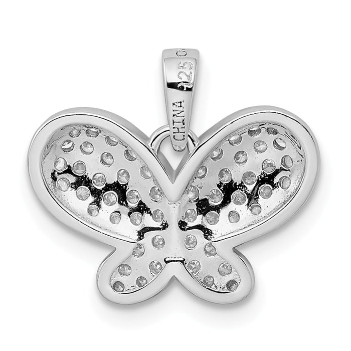 Million Charms 925 Sterling Silver Rhodium-plated Plated (Cubic Zirconia) CZ Butterfly Pendant