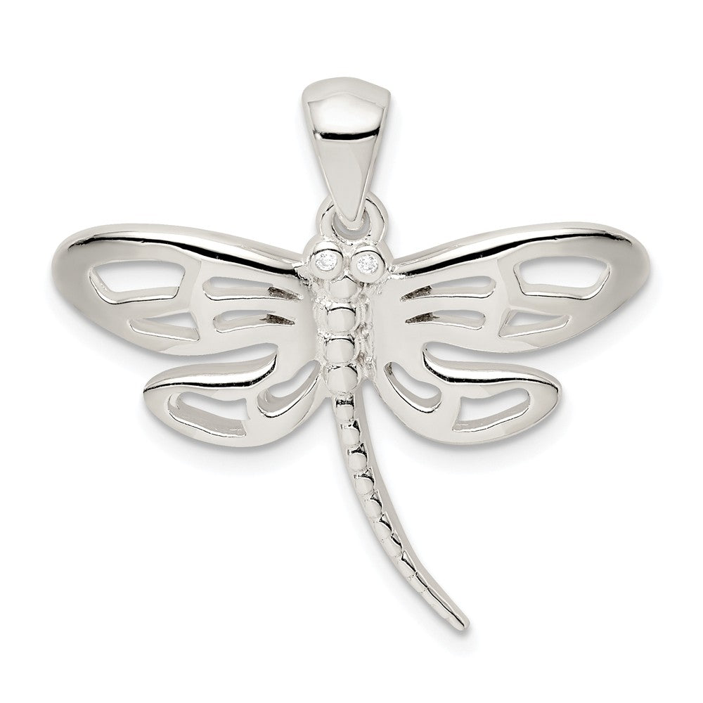 Million Charms 925 Sterling Silver (Cubic Zirconia) CZ Dragonfly Pendant