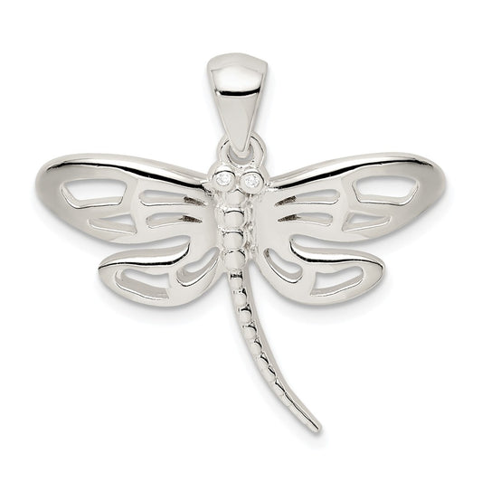 Million Charms 925 Sterling Silver (Cubic Zirconia) CZ Dragonfly Pendant
