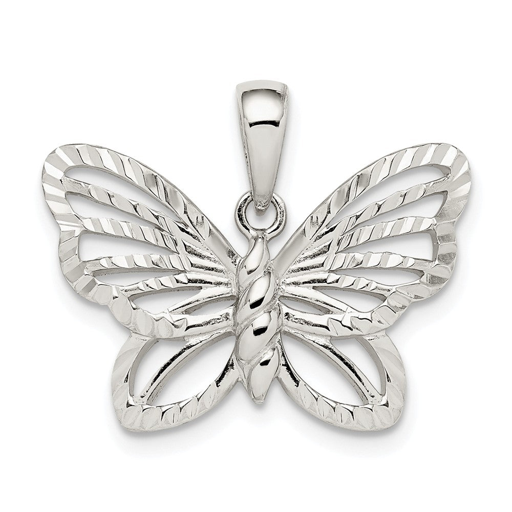 Million Charms 925 Sterling Silver Diamond-Cut Butterfly Pendant