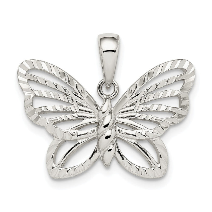Million Charms 925 Sterling Silver Diamond-Cut Butterfly Pendant