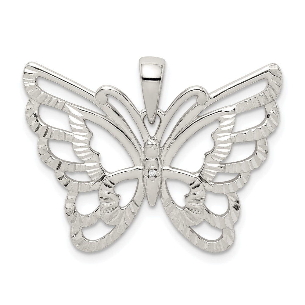 Million Charms 925 Sterling Silver Diamond-Cut Butterfly Pendant