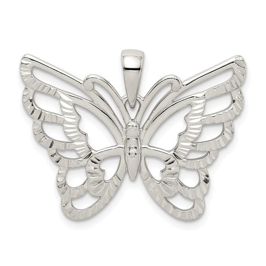 Million Charms 925 Sterling Silver Diamond-Cut Butterfly Pendant