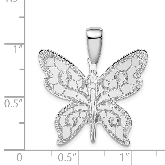 Million Charms 925 Sterling Silver Rhodium-Plated Butterfly Pendant