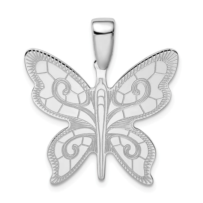 Million Charms 925 Sterling Silver Rhodium-Plated Butterfly Pendant