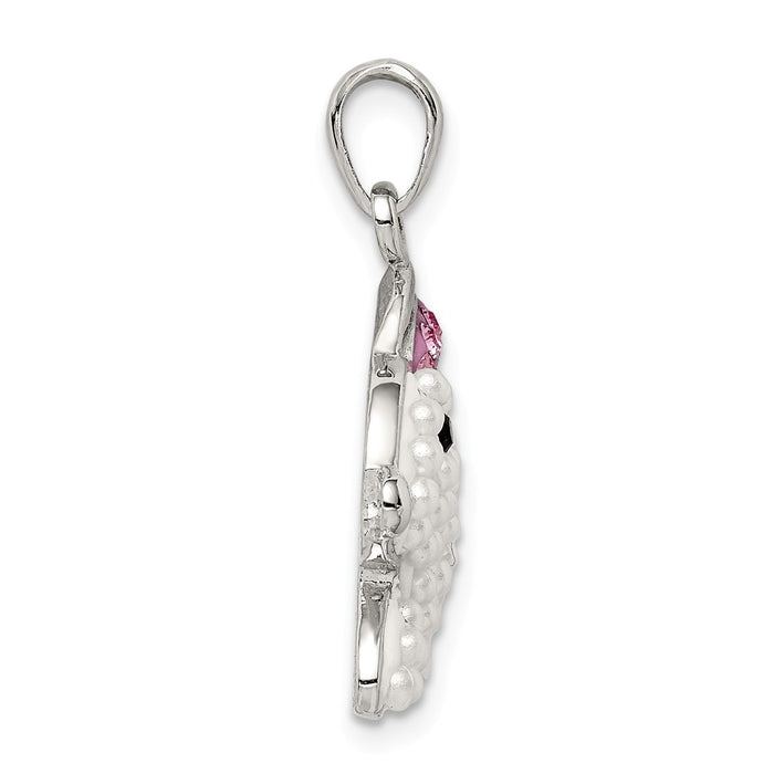 Million Charms 925 Sterling Silver Imitation Pearl & Preciosa Crystal Rabbit Pendant
