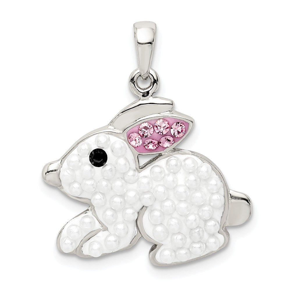 Million Charms 925 Sterling Silver Imitation Pearl & Preciosa Crystal Rabbit Pendant