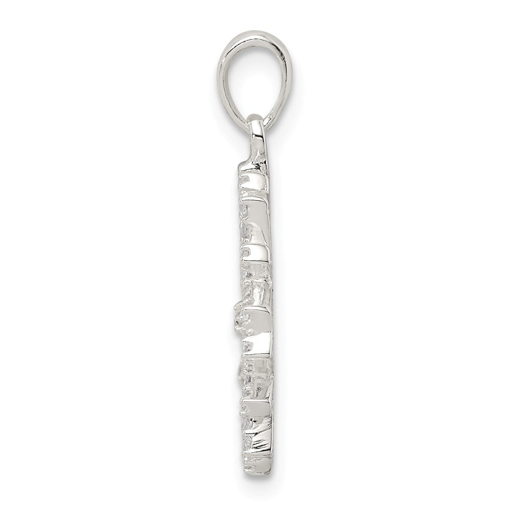 Million Charms 925 Sterling Silver (Cubic Zirconia) CZ Snowflake Pendant
