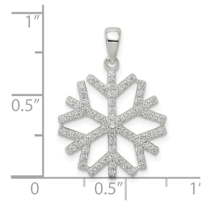 Million Charms 925 Sterling Silver (Cubic Zirconia) CZ Snowflake Pendant