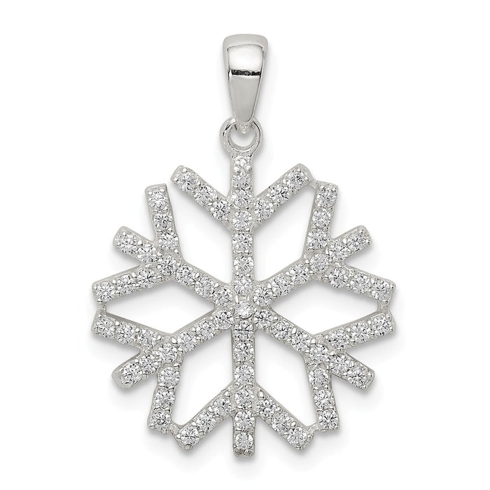 Million Charms 925 Sterling Silver (Cubic Zirconia) CZ Snowflake Pendant