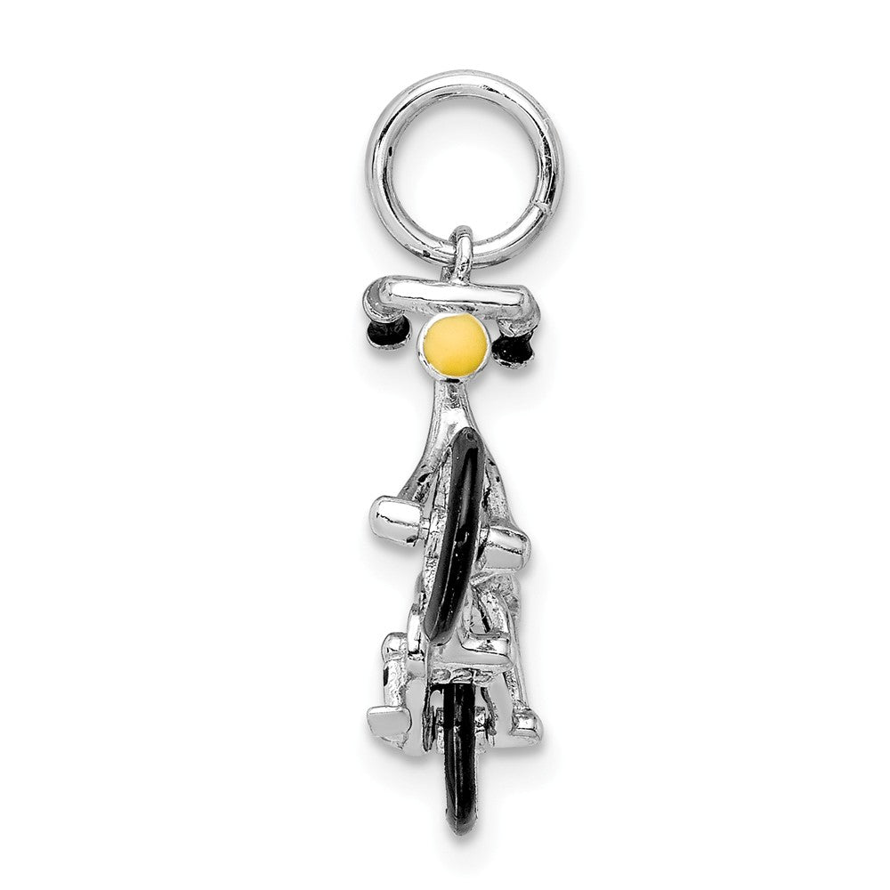 Million Charms 925 Sterling Silver Rhodium-Plated Enameled Moveable Bicycle Pendant