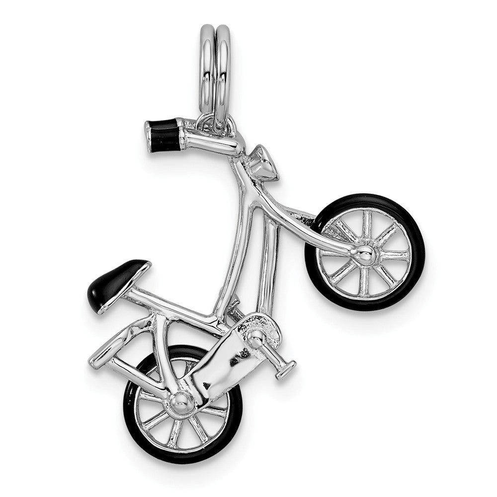 Million Charms 925 Sterling Silver Rhodium-Plated Enameled Moveable Bicycle Pendant