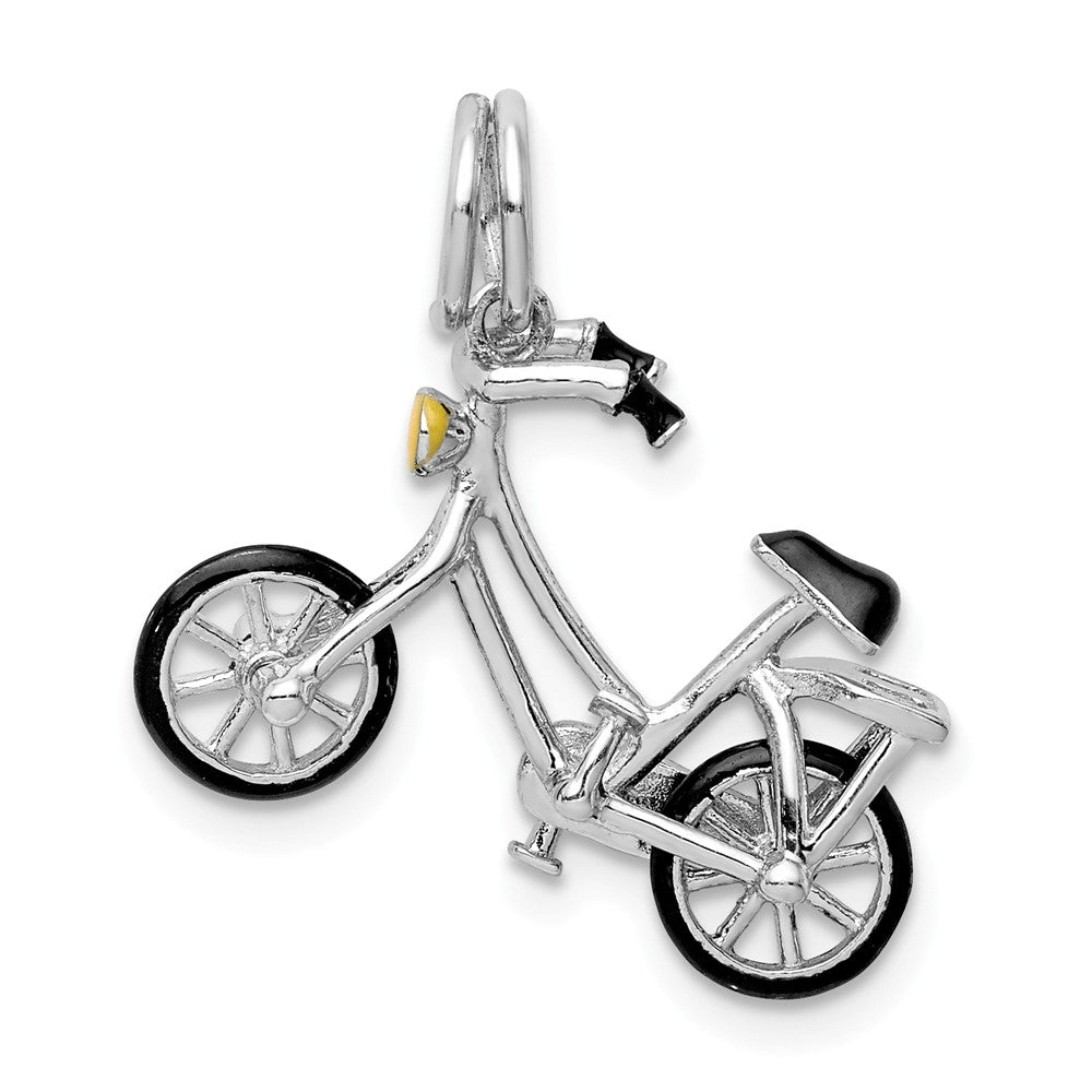 Million Charms 925 Sterling Silver Rhodium-Plated Enameled Moveable Bicycle Pendant