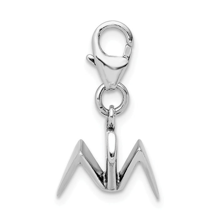 Million Charms 925 Sterling Silver Rhodium-Plated Origami With Lobster Clasp Charm