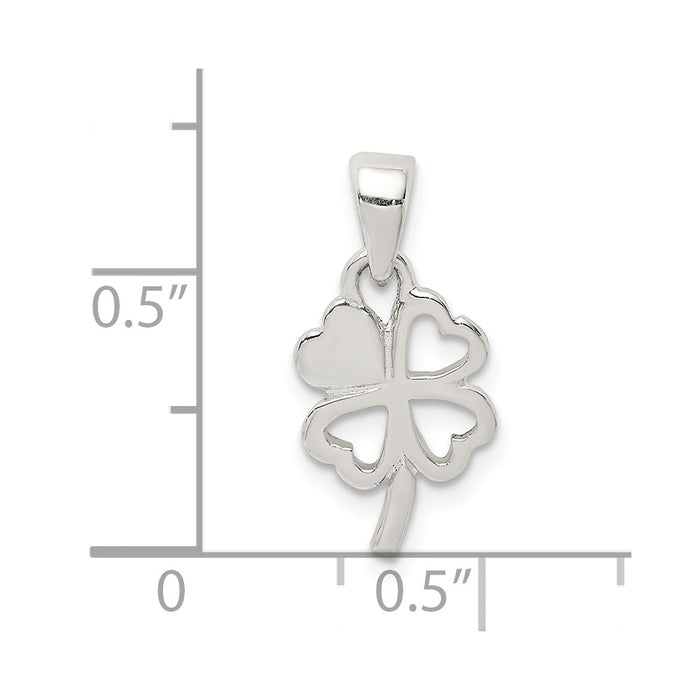 Million Charms 925 Sterling Silver Polished Lucky Clover  Pendant