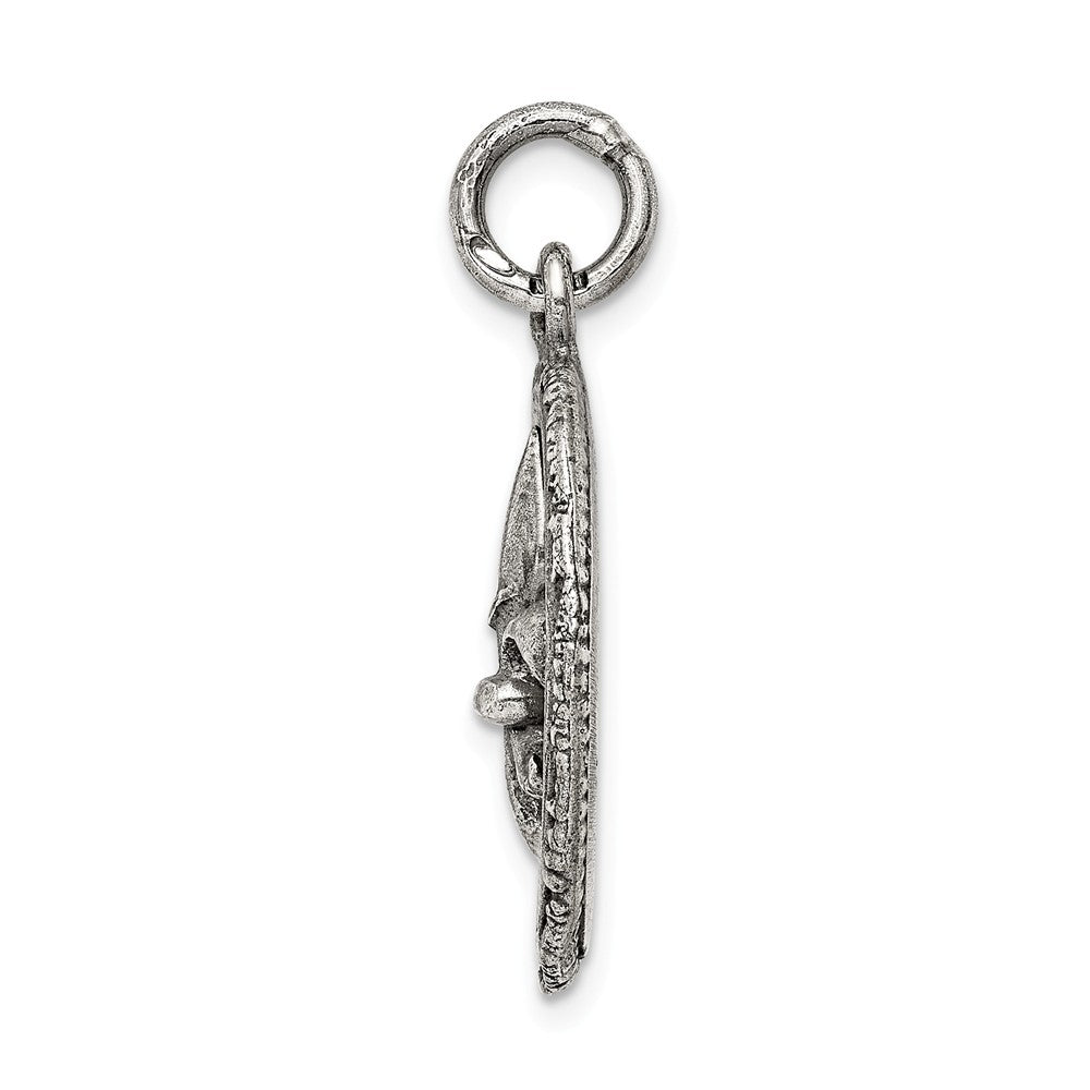 Million Charms 925 Sterling Silver Antiqued Fleur De Lis Pendant