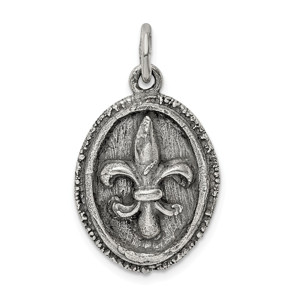 Million Charms 925 Sterling Silver Antiqued Fleur De Lis Pendant