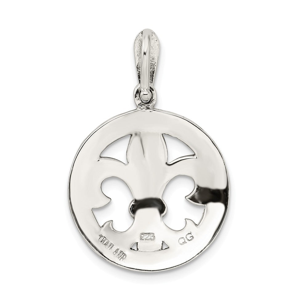 Million Charms 925 Sterling Silver Antiqued Marcasite Fleur De Lis Pendant