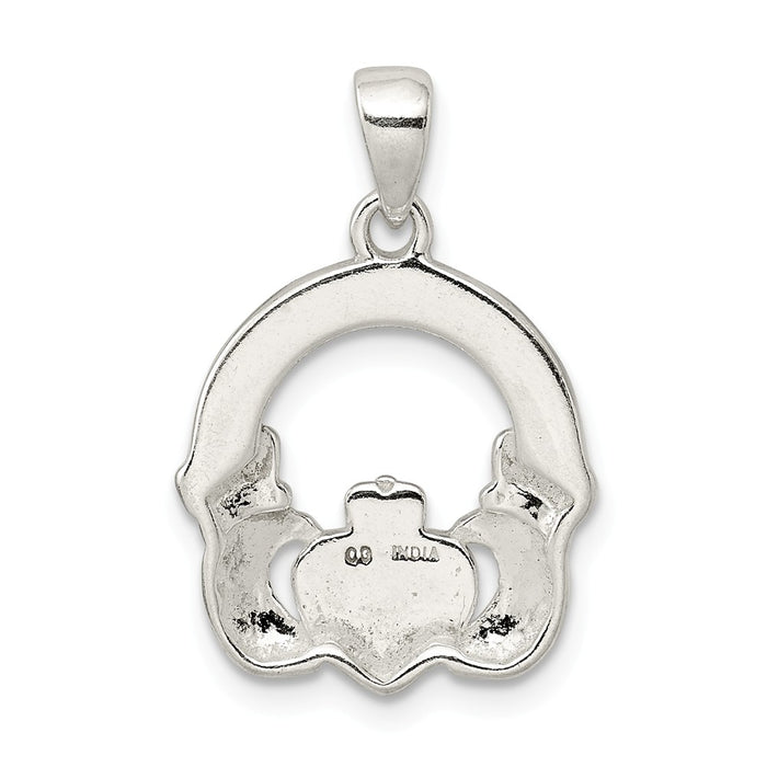 Million Charms 925 Sterling Silver Glitter Infused Claddagh Pendant