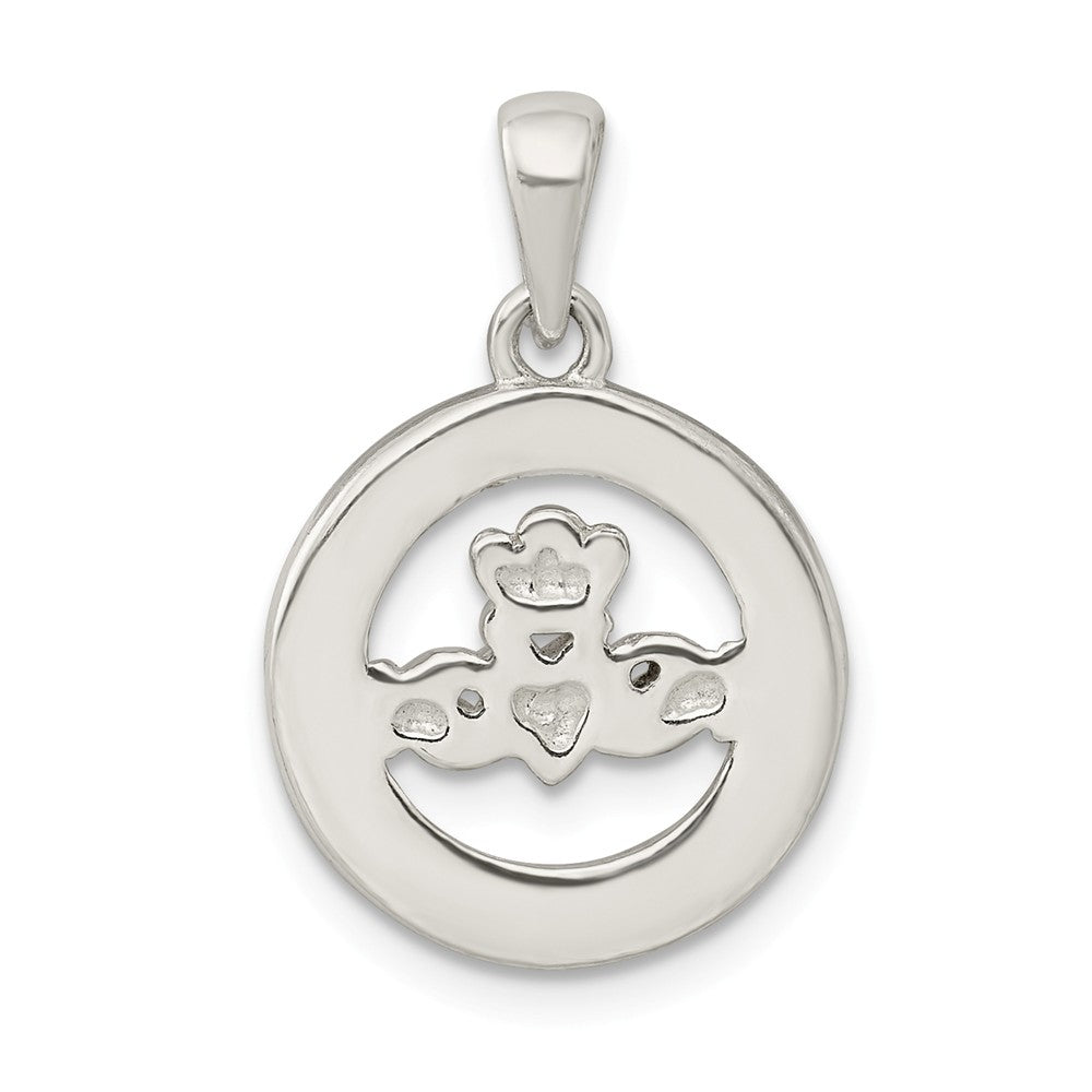 Million Charms 925 Sterling Silver Glitter Infused Claddagh Pendant