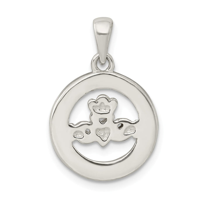 Million Charms 925 Sterling Silver Glitter Infused Claddagh Pendant