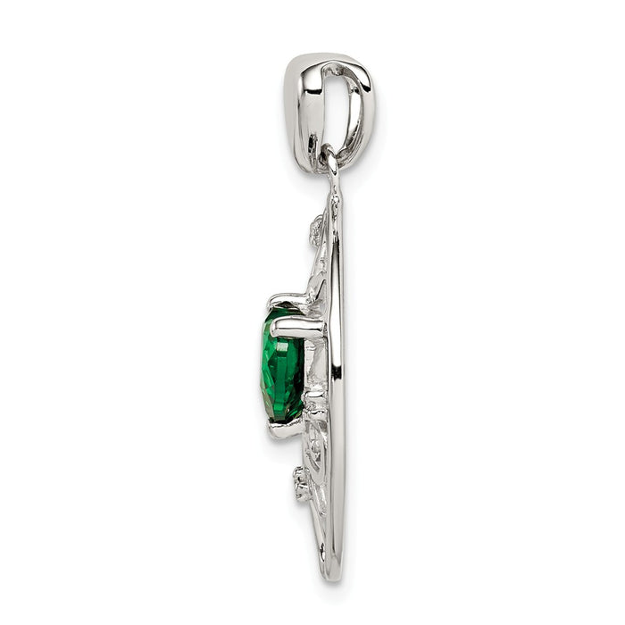 Million Charms 925 Sterling Silver Green & Clear (Cubic Zirconia) CZ Tree Chain Slide