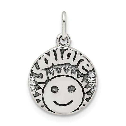 Million Charms 925 Sterling Silver Antiqued Smile Sun Charm