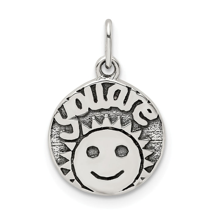 Million Charms 925 Sterling Silver Antiqued Smile Sun Charm