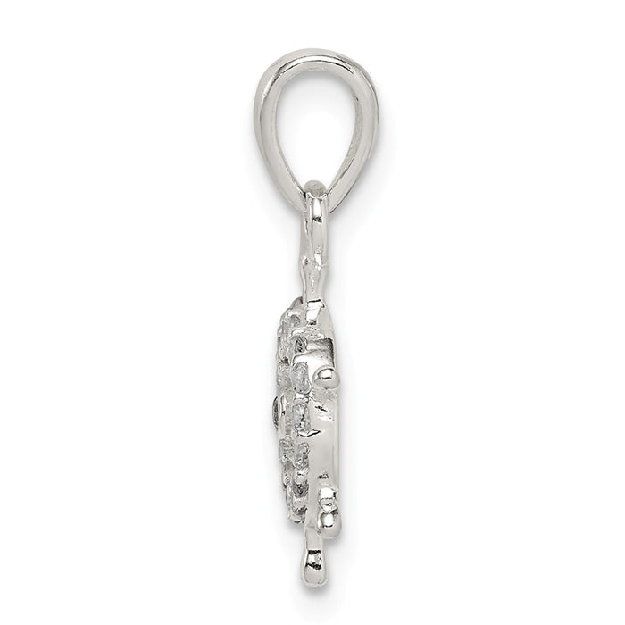 Million Charms 925 Sterling Silver (Cubic Zirconia) CZ Wheel Pendant