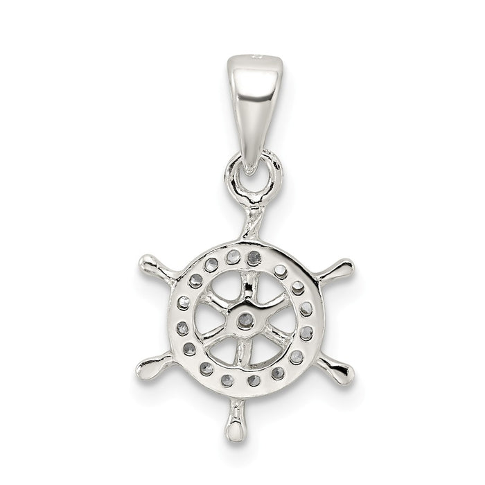 Million Charms 925 Sterling Silver (Cubic Zirconia) CZ Wheel Pendant
