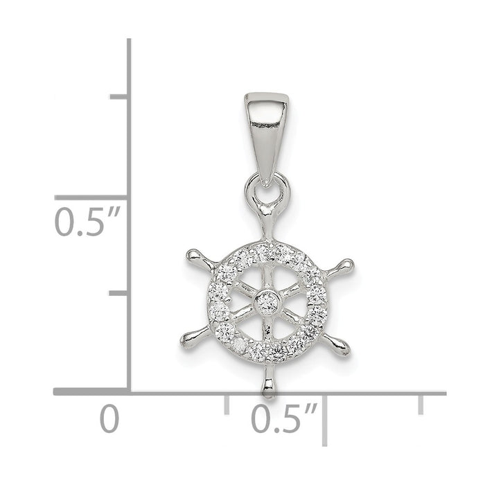 Million Charms 925 Sterling Silver (Cubic Zirconia) CZ Wheel Pendant
