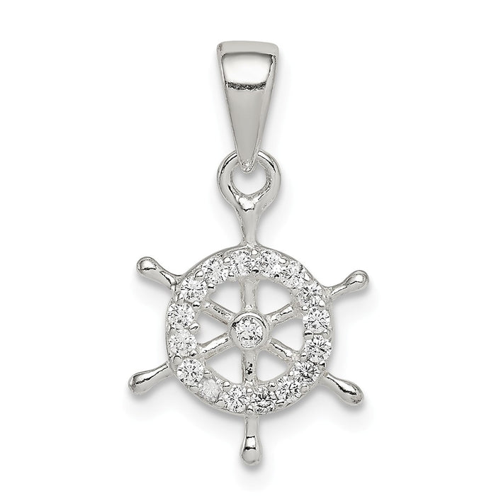Million Charms 925 Sterling Silver (Cubic Zirconia) CZ Wheel Pendant
