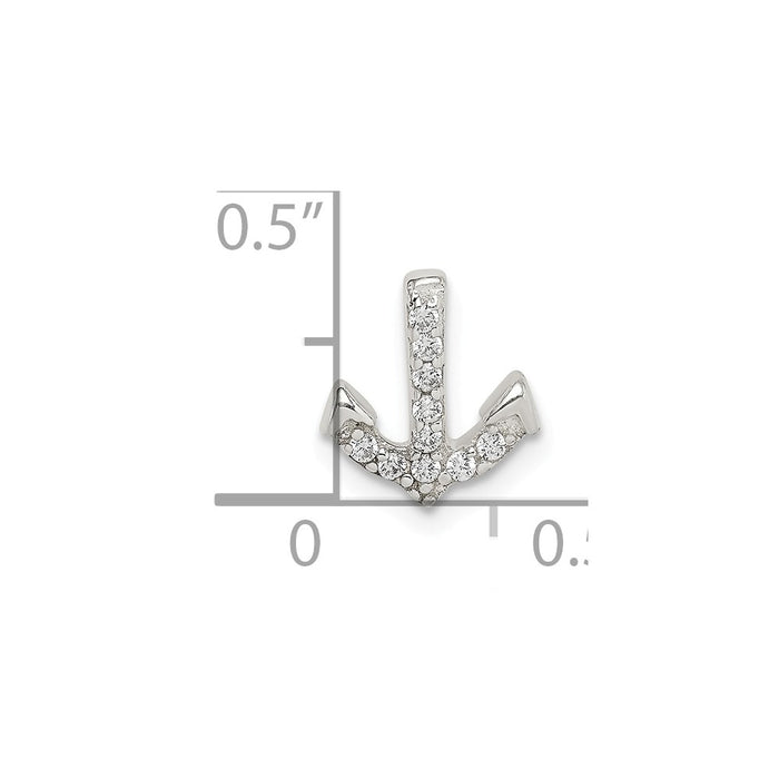 Million Charms 925 Sterling Silver (Cubic Zirconia) CZ Nautical Anchor Chain Slide