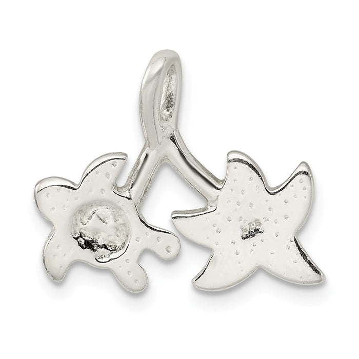 Million Charms 925 Sterling Silver Glitter Infused Star Fish, Turtle Chain Slide