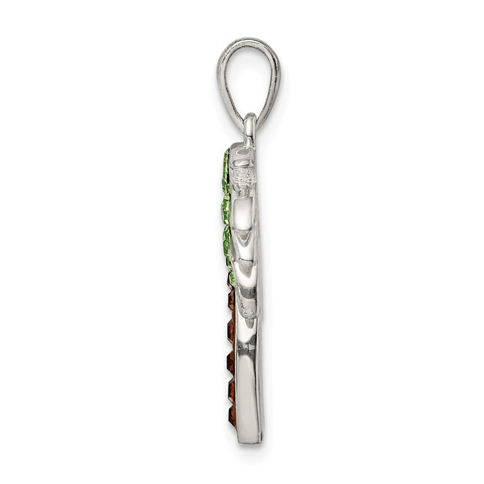 Million Charms 925 Sterling Silver Green/Brown Preciosa Crystal Palm Tree Pendant