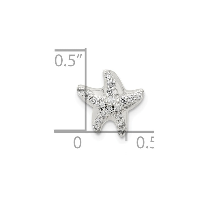 Million Charms 925 Sterling Silver (Cubic Zirconia) CZ Star Fish Chain Slide