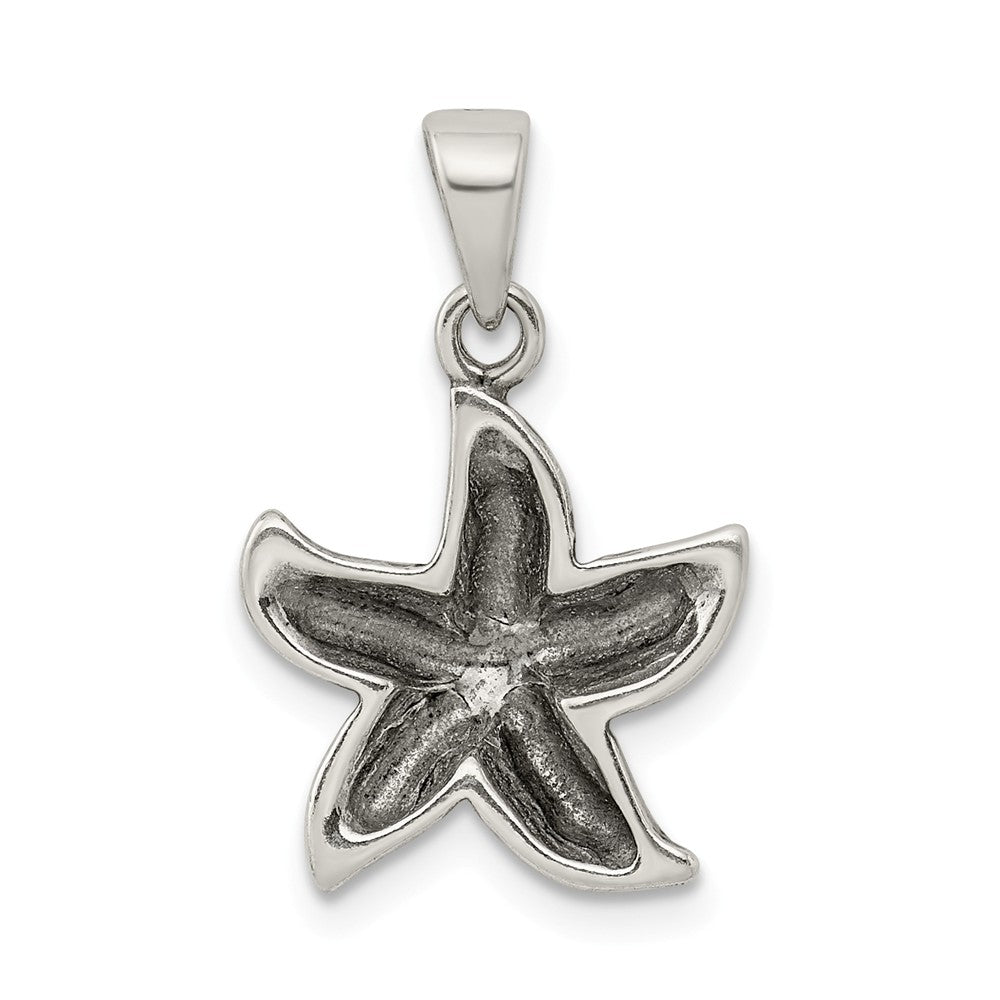Million Charms 925 Sterling Silver Antiqued Star Fish Pendant
