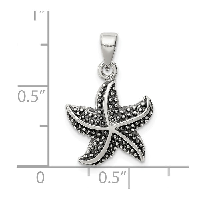 Million Charms 925 Sterling Silver Antiqued Star Fish Pendant