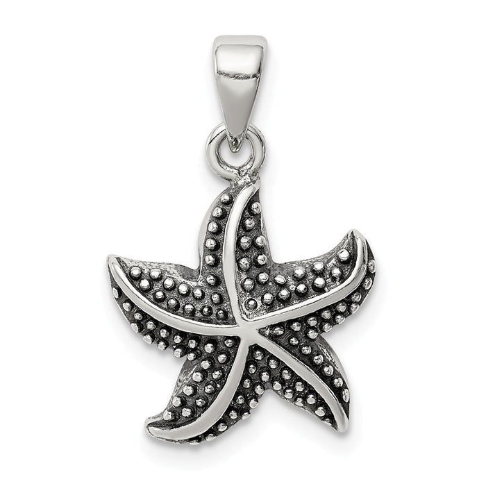 Million Charms 925 Sterling Silver Antiqued Star Fish Pendant
