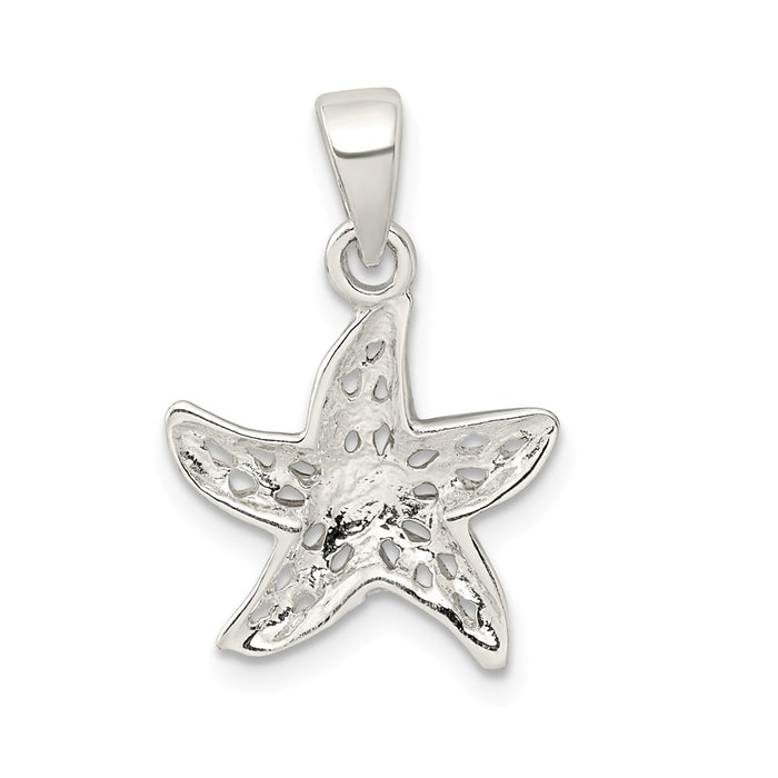 Million Charms 925 Sterling Silver Diamond Cut Star Fish Pendant