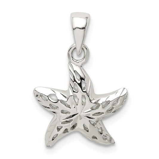 Million Charms 925 Sterling Silver Diamond Cut Star Fish Pendant
