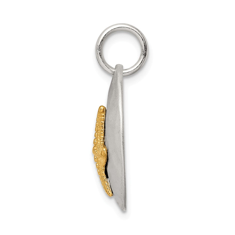 Million Charms 925 Sterling Silver Gold-Tone Nautical Starfish Brushed Pendant