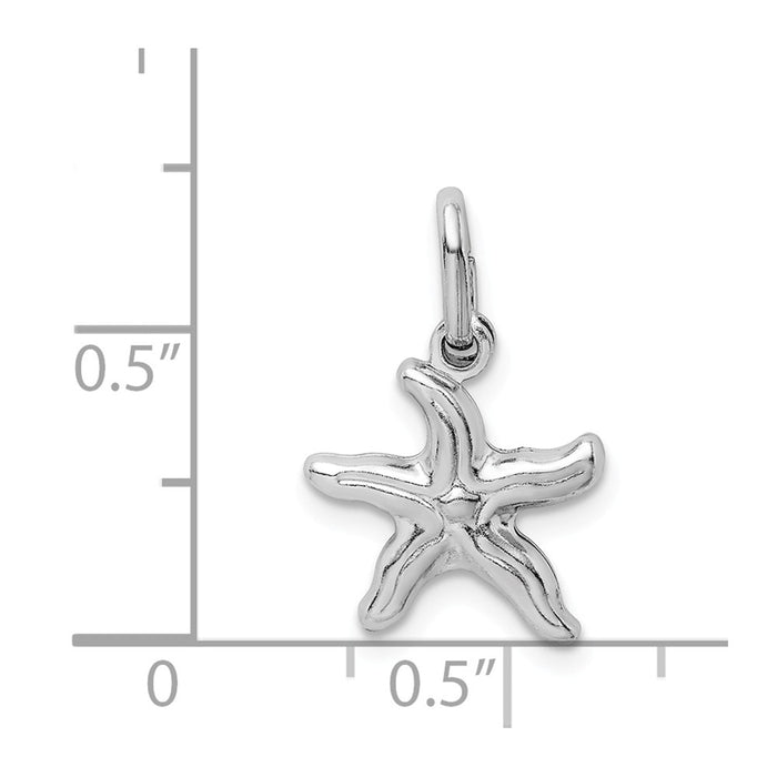 Million Charms 925 Sterling Silver Rhodium-Plated Polished Nautical Starfish Pendant