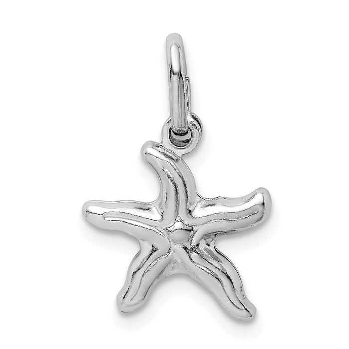 Million Charms 925 Sterling Silver Rhodium-Plated Polished Nautical Starfish Pendant