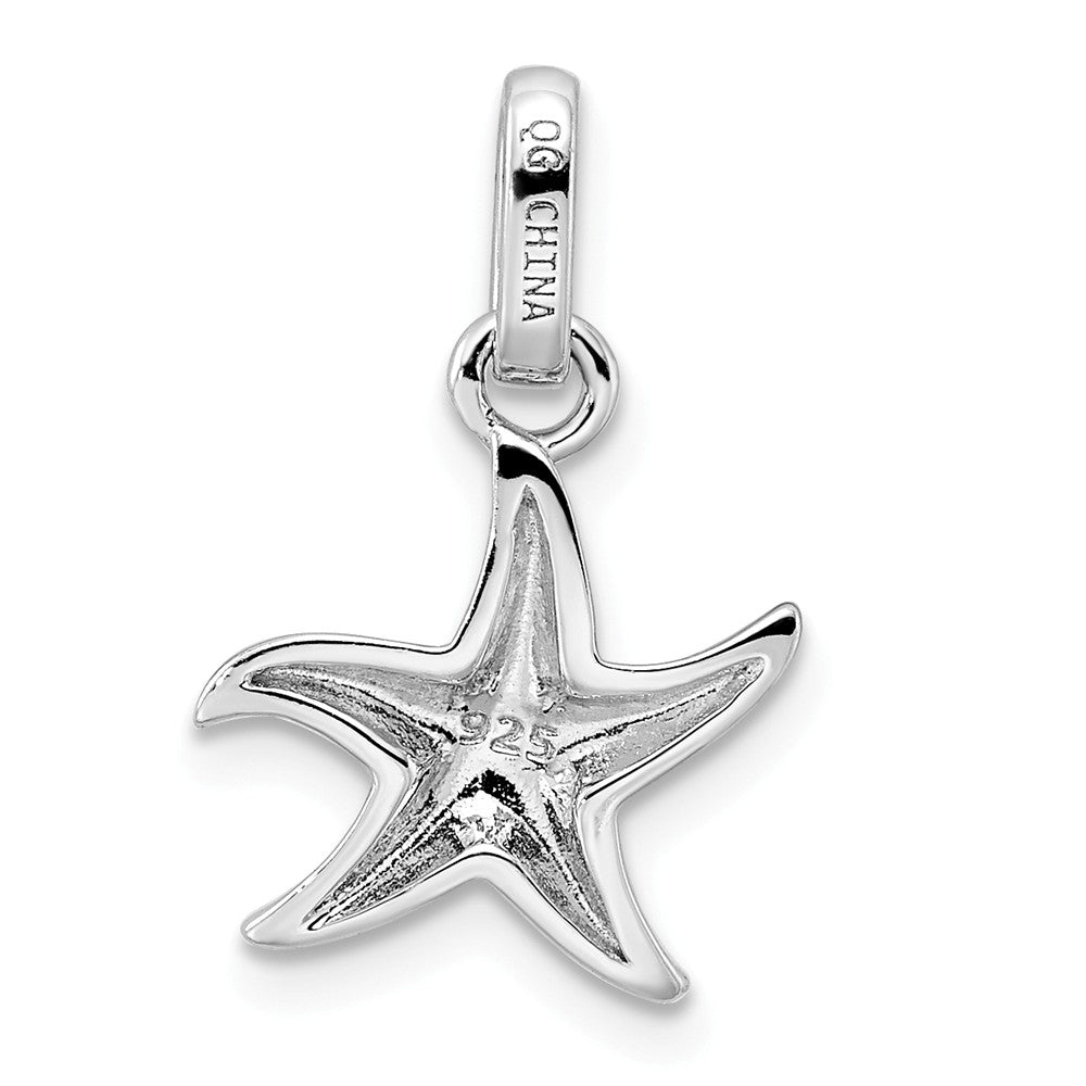 Million Charms 925 Sterling Silver Rhodium-Plated Polished Textured Nautical Starfish Pendant