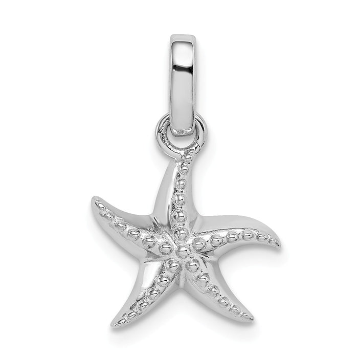 Million Charms 925 Sterling Silver Rhodium-Plated Polished Textured Nautical Starfish Pendant